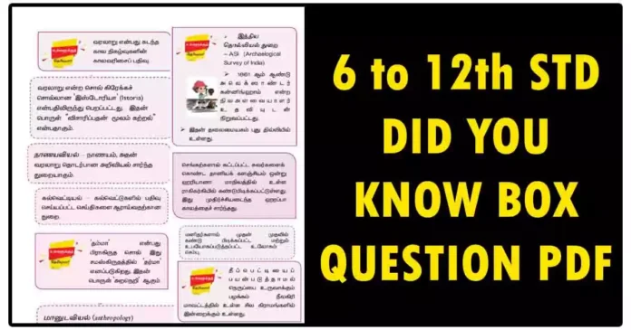 6 to 12th STD DID YOU KNOW BOX QUESTION PDF