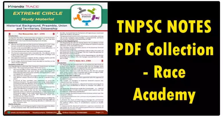 TNPSC Group 4 Notes PDF Collection - Race Academy TNPSC Study Material