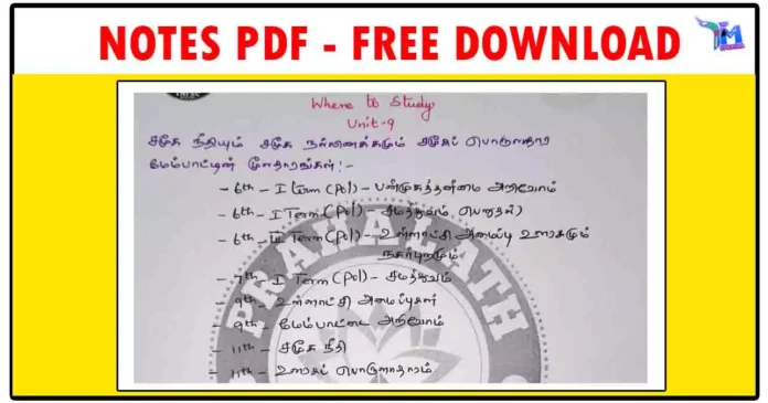 TNPSC Unit 9 Where to Study PDF