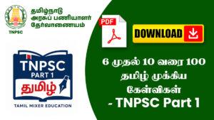6 முதல் 10 வரை 100 தமிழ் முக்கிய கேள்விகள் - TNPSC Part 1