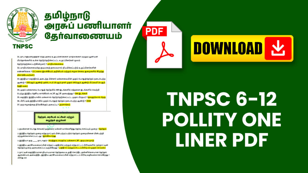 TNPSC 6-12 Polity One Liner PDF 1 TNPSC 6-12 POLLITY ONE LINER PDF