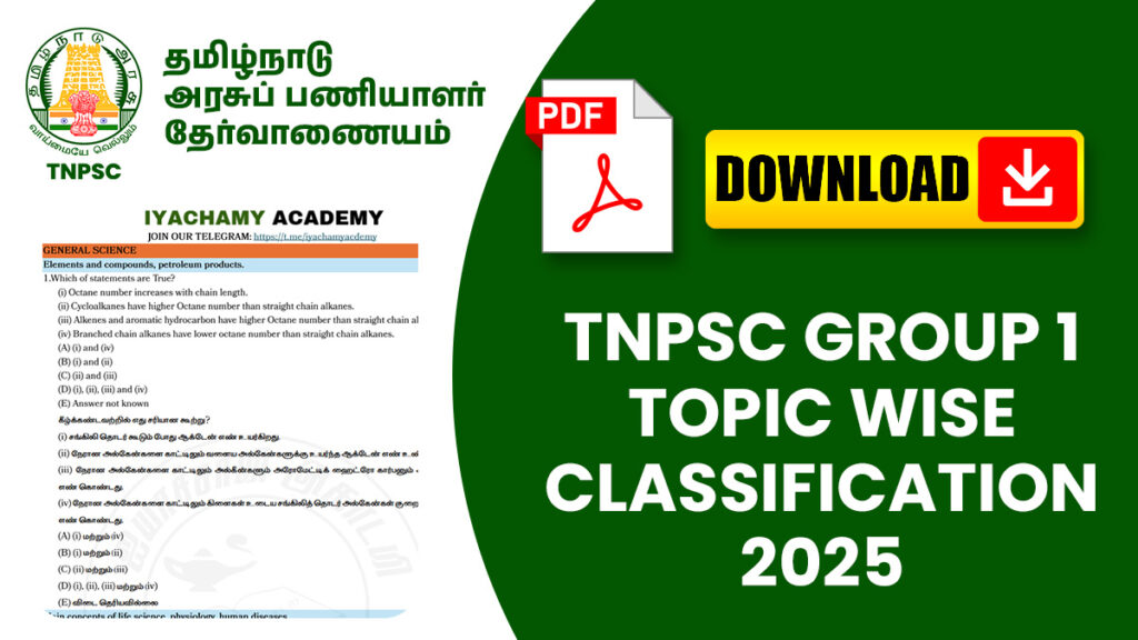 TNPSC GROUP 1 TOPIC WISE CLASSIFICATION 2025
