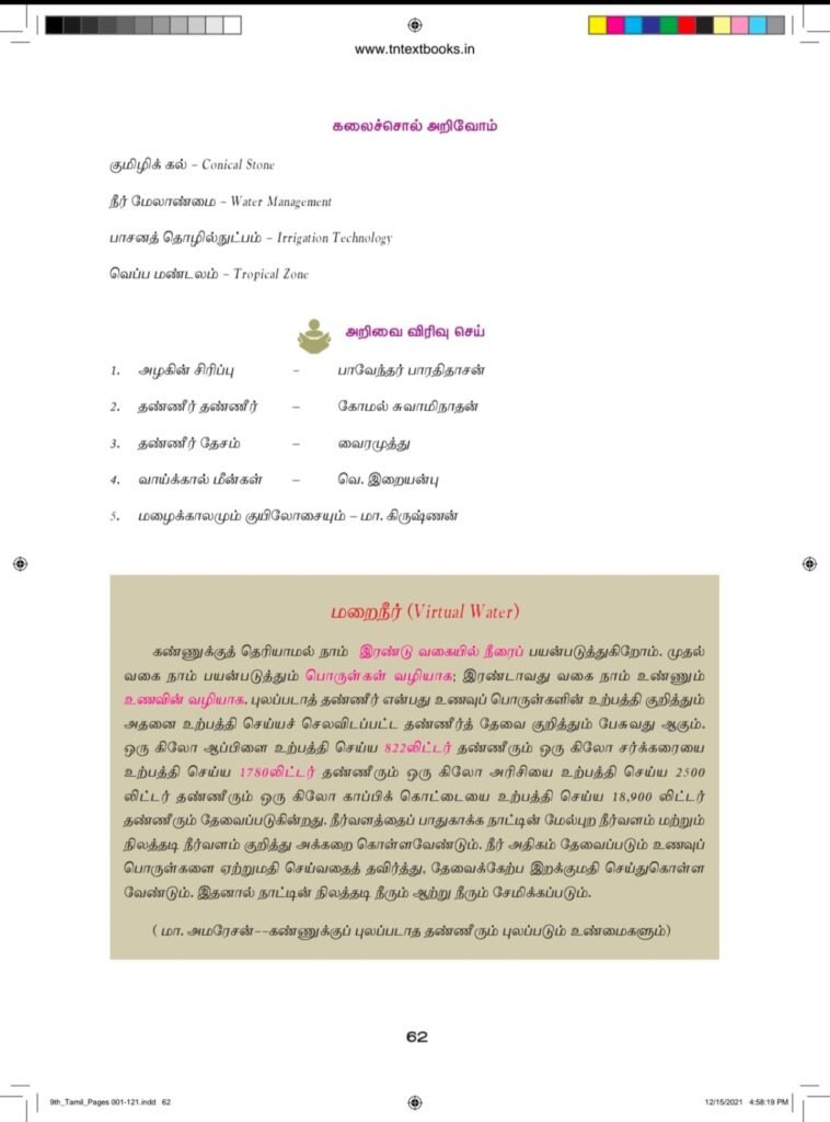 “Irrigation Technology” - என்னும்‌ ஆங்கிலச்‌ சொல்லுக்கு இணையான தமிழ்ச்‌ சொல்லறிக