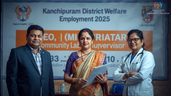 காஞ்சிபுரம் மாவட்ட நல்வாழ்வு சங்கம் வேலைவாய்ப்பு 2025 _ – DEO, Health Visitor & Lab Supervisor (20 காலியிடங்கள்)