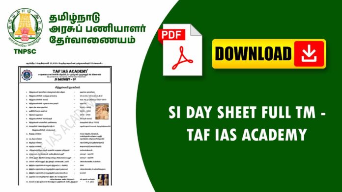 SI DAY SHEET FULL Tamil Medium - TAF IAS ACADEMY IMAGE