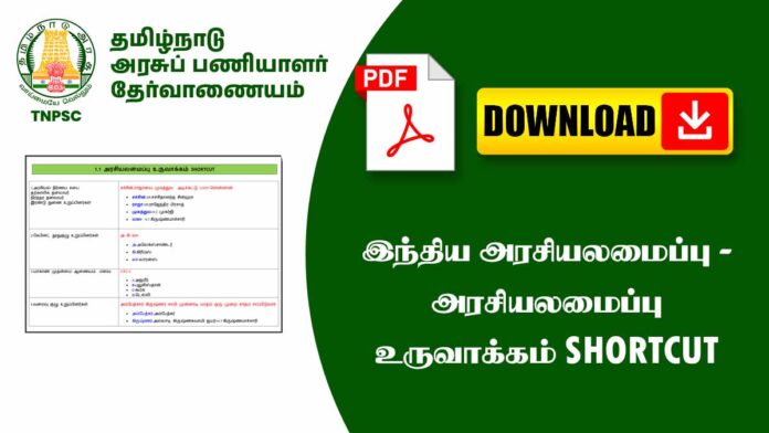 📜 இந்திய அரசியலமைப்பு உருவாக்கம் – Shortcut Notes (TNPSC Quick Revision) ⚡