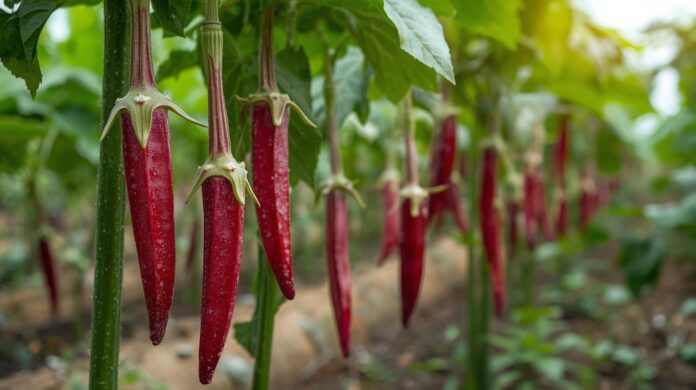 🌾 பகுதி நேர தொழிலாக லட்சங்கள் வருமானம் தரும் ‘சிவப்பு வெண்டைக்காய்’ (Red Okra) சாகுபடி! 💰