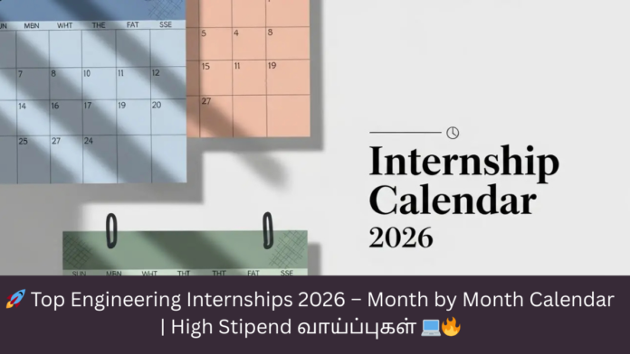 🚀 Top Engineering Internships 2026 – Month by Month Calendar | High Stipend வாய்ப்புகள் 💻🔥