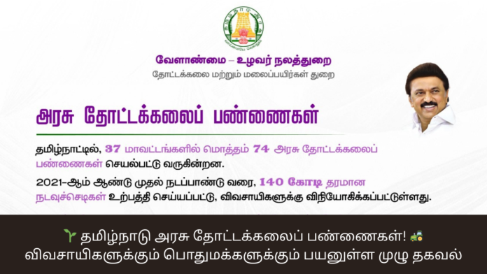 🌱 தமிழ்நாடு அரசு தோட்டக்கலைப் பண்ணைகள்! 🚜 விவசாயிகளுக்கும் பொதுமக்களுக்கும் பயனுள்ள முழு தகவல்