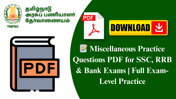 📝 Miscellaneous Practice Questions PDF for SSC, RRB & Bank Exams | Full Exam-Level Practice