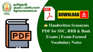 ✍️ Handwritten Synonyms PDF for SSC, RRB & Bank Exams | Exam-Focused Vocabulary Notes