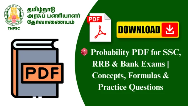 🎲 Probability PDF for SSC, RRB & Bank Exams | Concepts, Formulas & Practice Questions