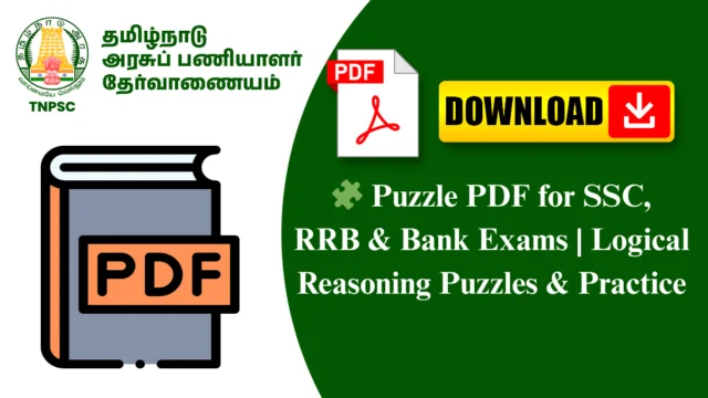 🧩 Puzzle PDF for SSC, RRB & Bank Exams | Logical Reasoning Puzzles & Practice