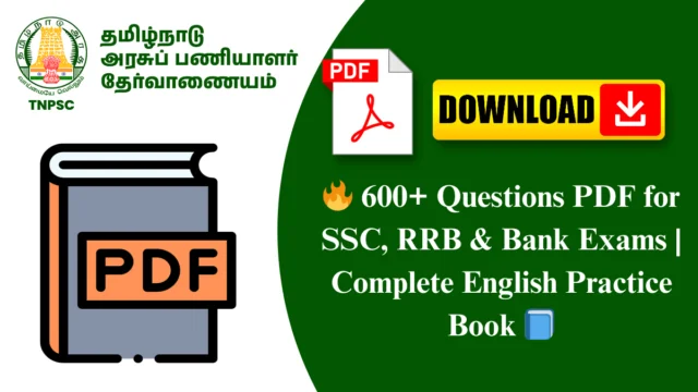 🔥 600+ Questions PDF for SSC, RRB & Bank Exams | Complete English Practice Book 📘