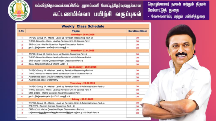 📚 TNPSC & RRB Free Online Classes | TN Career Services Weekly Schedule (26–30 Jan)