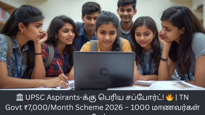 🏛️ UPSC Aspirants-க்கு பெரிய சப்போர்ட்! 🔥 | TN Govt ₹7,000/Month Scheme 2026 – 1000 மாணவர்கள் தேர்வு