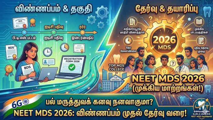 🦷 NEET MDS 2026 – விண்ணப்பம் எப்போது தொடங்கும்? தகுதி, தேர்வு முறை முழு விவரம்