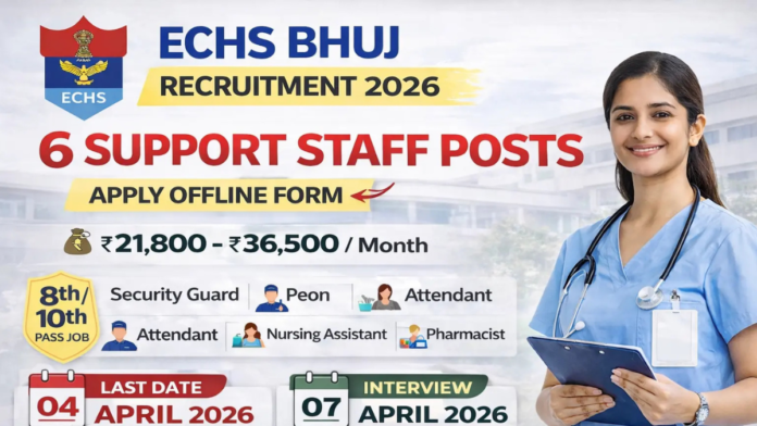 🩺 ECHS Bhuj Recruitment 2026 – Peon, Pharmacist, Nurse பணியிடங்கள்! 8th / Diploma / Nursing படித்தவர்களுக்கு நல்ல வாய்ப்பு