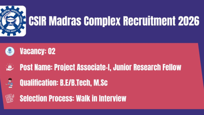🔬 CSIR Madras Complex Recruitment 2026 🔥 JRF & Project Associate Jobs | Walk-in Interview!