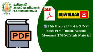 📚 12th History Unit 4 & 5 INM Notes PDF – Indian National Movement TNPSC Study Material