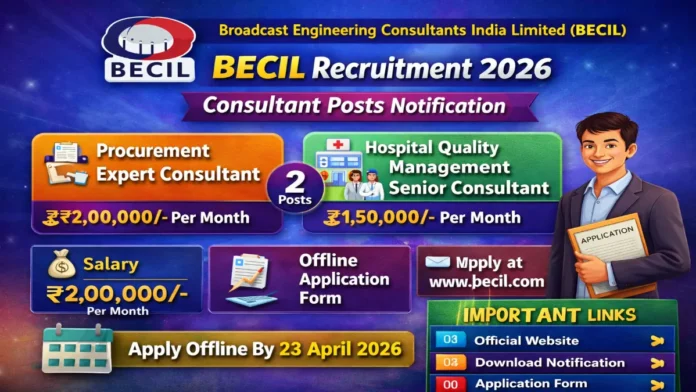 🔥 BECIL Recruitment 2026 – ₹2 லட்சம் சம்பளம்! Expert & Senior Consultant வேலை வாய்ப்பு 🚀