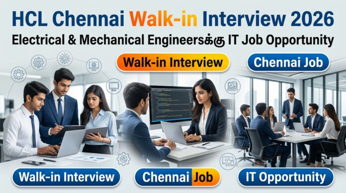 🟢 HCL Chennai Walk-in Interview 2026 – Electrical & Mechanical Engineersக்கு IT Job Opportunity 🔥💼