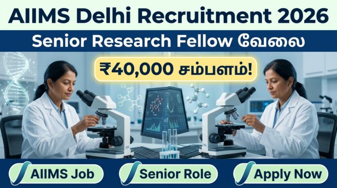 🟢 AIIMS Delhi Recruitment 2026 – Senior Research Fellow வேலை | ₹40,000 சம்பளம்! 🔬🔥