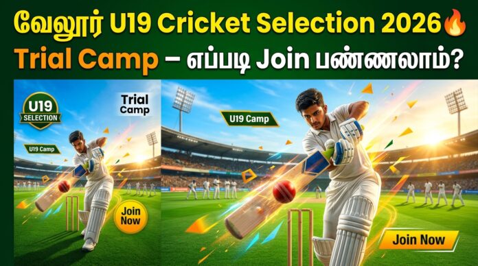 🏏 வேலூர் U19 Cricket Selection 2026 🔥 Trial Camp – எப்படி Join பண்ணலாம்?