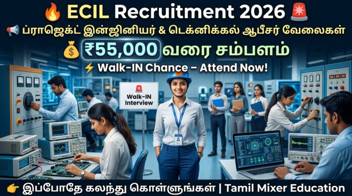 🔥 ECIL Recruitment 2026 – Project Engineer & Technical Officer Jobs | ₹55,000 வரை சம்பளம் | Walk-IN Chance 🚨