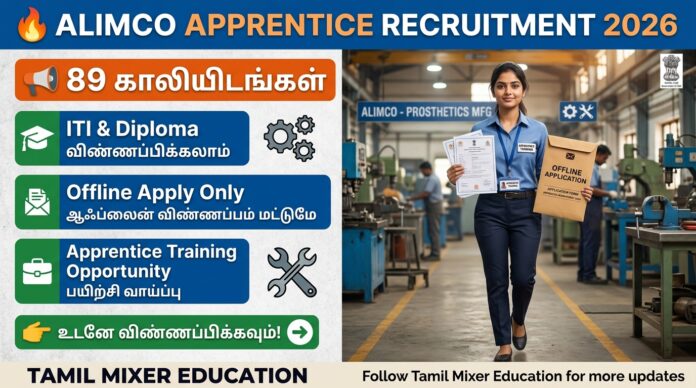 🔥 ALIMCO Apprentice Recruitment 2026 – 89 காலியிடங்கள் | ITI & Diploma விண்ணப்பிக்கலாம் | Offline Apply 📮💼