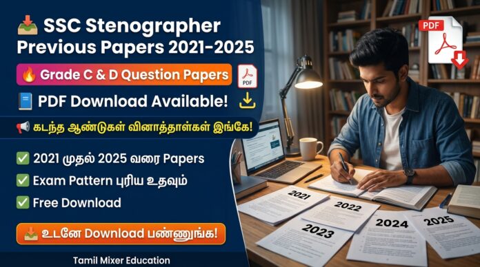 📥 SSC Stenographer Previous Papers 2021–2025 PDF 🔥 Grade C & D Question Papers Download!