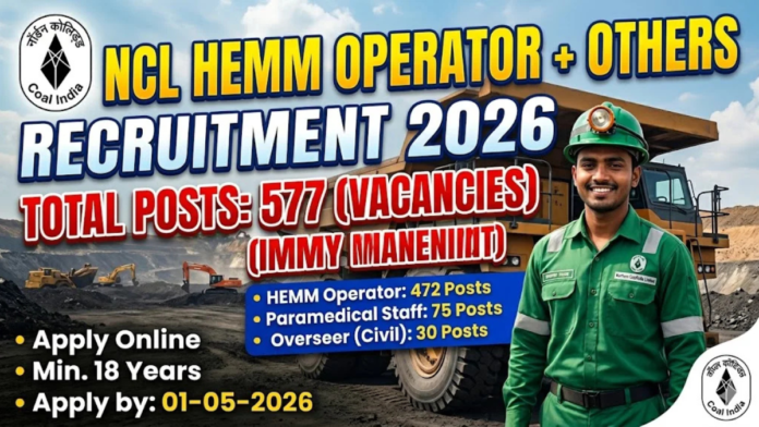 🚜 NCL Recruitment 2026 – 577 HEMM Operator & Paramedical Jobs 🔥 12th/Diploma Apply Now!