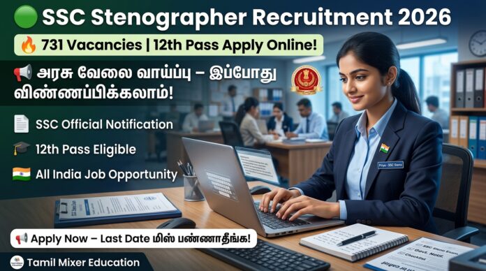🟢 SSC Stenographer Recruitment 2026 🔥 731 Vacancies | 12th Pass Apply Online!