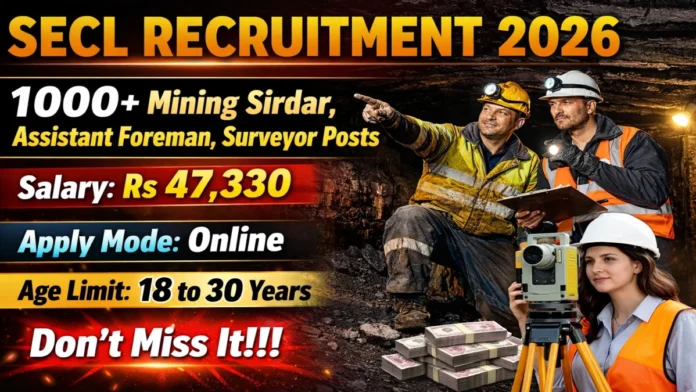 🔥 SECL Recruitment 2026 – 1055 Vacancies! Assistant Foreman & Mining Jobs 🚀 Apply Online