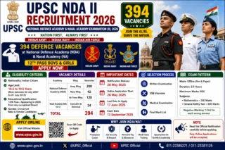 🪖 UPSC NDA II Recruitment 2026: 394 Defence Vacancies – 12th Pass Boys & Girls Apply Now!