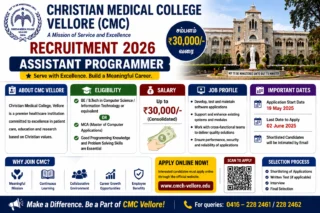 💻 CMC Vellore Recruitment 2026: ₹30,000 வரை சம்பளத்தில் Assistant Programmer வேலை – BE/B.Tech, MCA Candidates Apply Now!