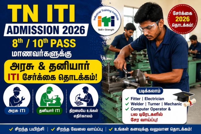 🛠️ TN ITI Admission 2026: 8th / 10th Pass மாணவர்களுக்கு அரசு & தனியார் ITI சேர்க்கை தொடக்கம்!