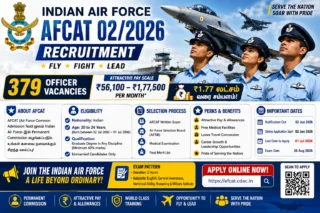 ✈️ Indian Air Force AFCAT 02/2026 Recruitment: 379 Officer Vacancies – ₹1.77 லட்சம் வரை சம்பளம்!
