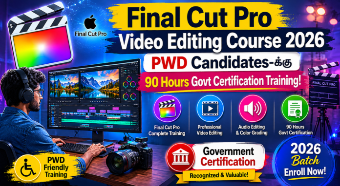 🎬 Final Cut Pro Video Editing Course 2026: PWD Candidates-க்கு 90 Hours Govt Certification Training!