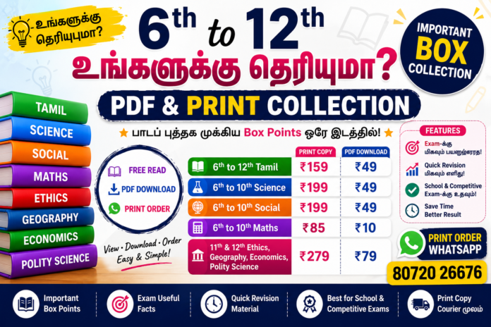 📚 உங்களுக்கு தெரியுமா? PDF & Print Collection – 6th to 12th School Book Important Box Points