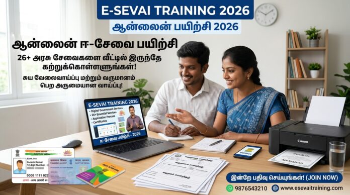 💻 E-Sevai Training 2026! EDII-TN வழங்கும் Online பயிற்சி – 26 Essential Services கற்றுக்கொள்ள வாய்ப்பு