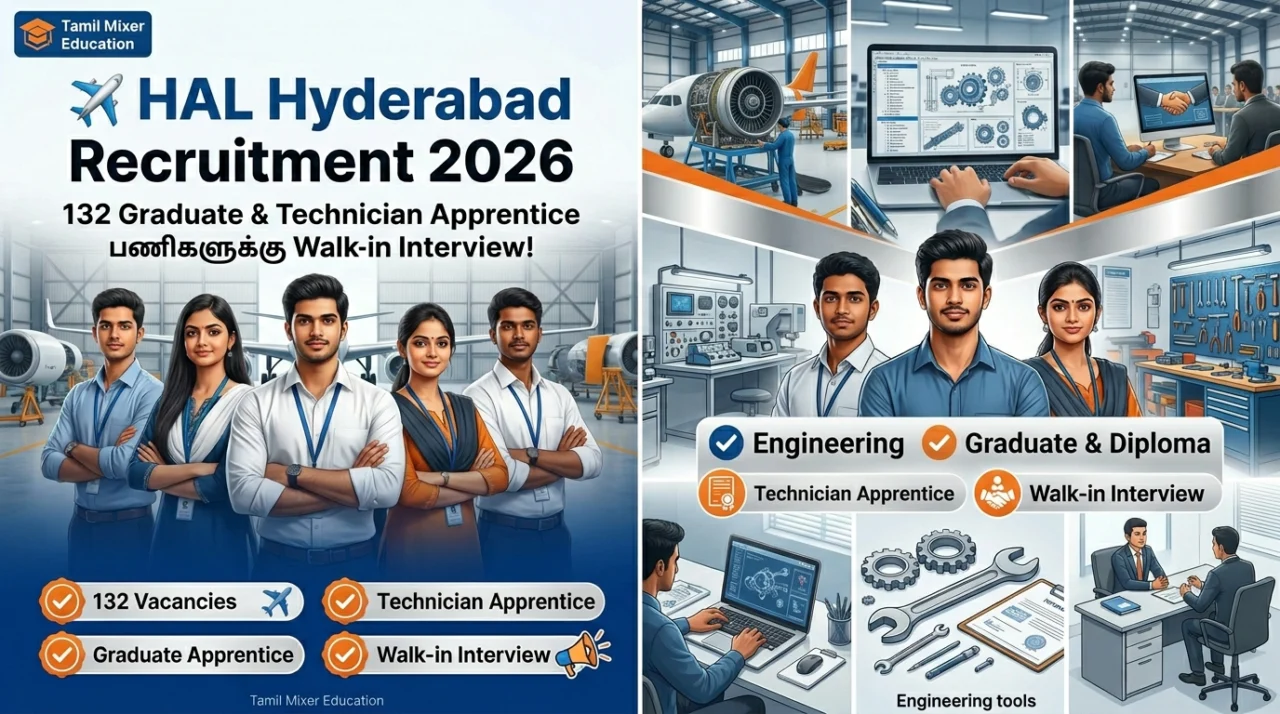 ✈️ HAL Hyderabad Recruitment 2026 – 132 Graduate & Technician Apprentice பணிகளுக்கு Walk-in Interview!