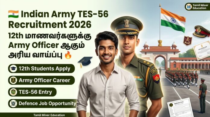 Indian Army TES-56 Recruitment 2026 – 12th மாணவர்களுக்கு Army Officer ஆகும் அரிய வாய்ப்பு 🔥