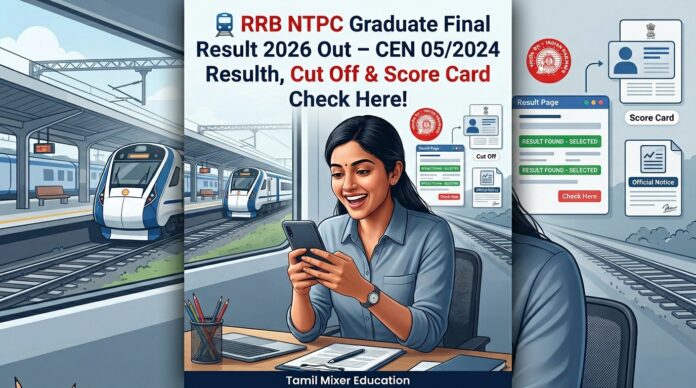 🚆 RRB NTPC Graduate Final Result 2026 Out – CEN 05/2024 Result, Cut Off & Score Card Check Here!
