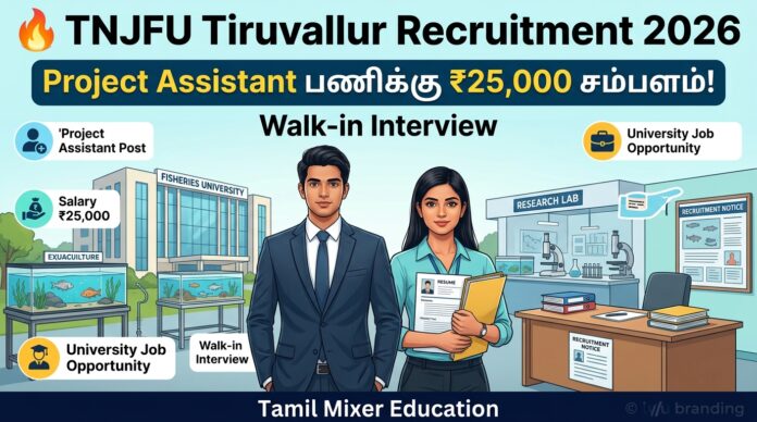 🔥 TNJFU Tiruvallur Recruitment 2026 – Project Assistant பணிக்கு ₹25,000 சம்பளம்! Walk-in Interview
