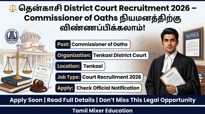⚖️ தென்காசி District Court Recruitment 2026 – Commissioner of Oaths நியமனத்திற்கு விண்ணப்பிக்கலாம்!