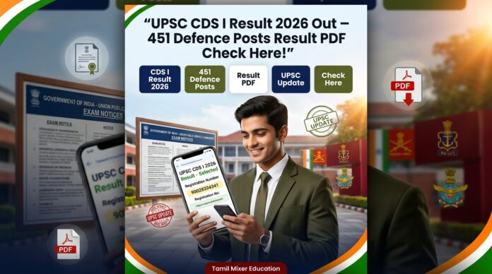 UPSC CDS I Result 2026 Out – 451 Defence Posts Result PDF Check Here!
