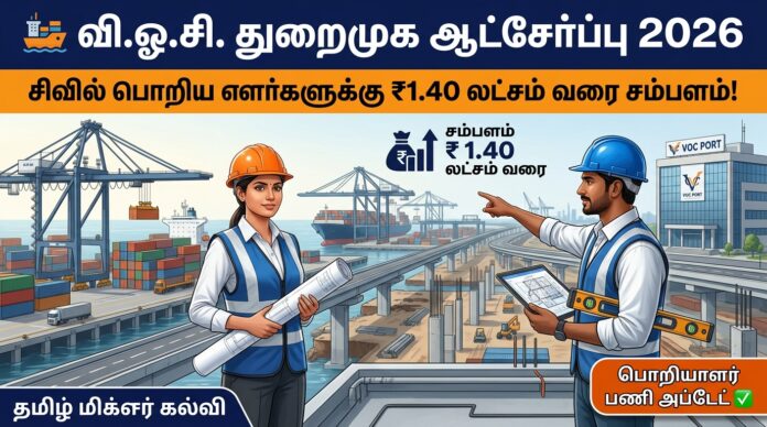 🚢 VOC Port Recruitment 2026 – Civil Engineer-களுக்கு ₹1.40 லட்சம் வரை சம்பள வாய்ப்பு!