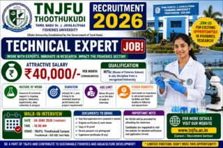 🐟 TNJFU Thoothukudi Recruitment 2026 – ₹40,000 சம்பளத்தில் Technical Expert Job! MFSc Candidates Walk-in