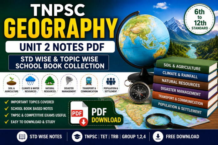 🌍 TNPSC புவியியல் Unit 2 Notes PDF – வகுப்பு வாரியாக Topic Wise School Book Collection